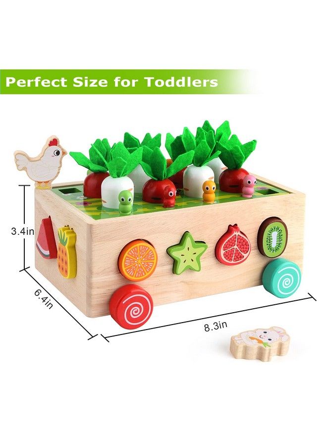 Montessori Wooden Garden Toy For Baby Boys Girls 1 2 3 Years Old Fine Motor Skills Developmental Gift Toy Color Shape Fruit Sorting Orchard Cart Farm Game For Toddler 13