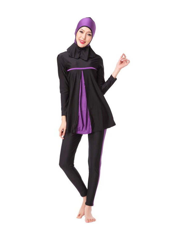 Muslim Modest Burkinis Swimsuit Black/Purple