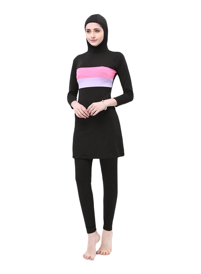 Anti Exposure Hooded Long Sleeve Burkini Black