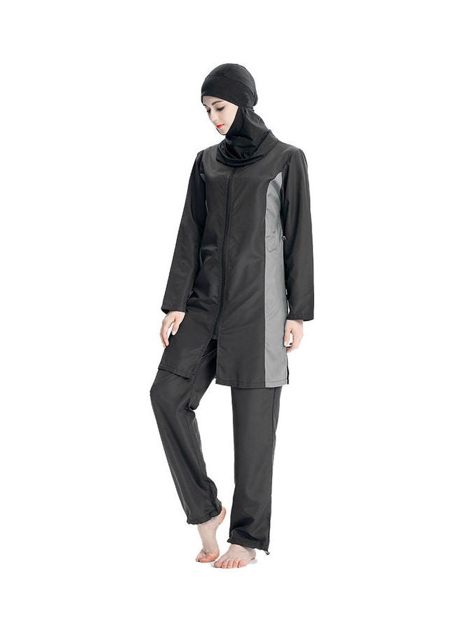 Classic Muslim Loose Fit Burkini Swimsuits Set Black