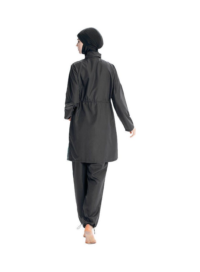 Classic Muslim Loose Fit Burkini Swimsuits Set Black