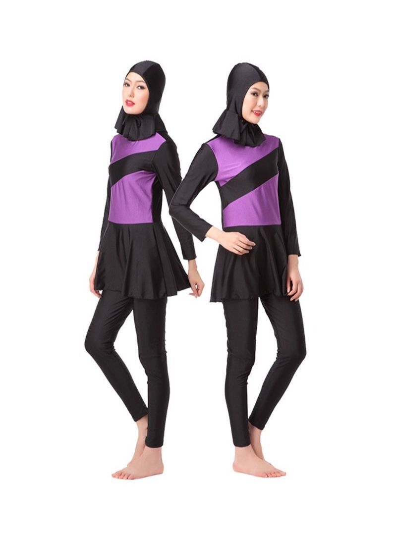 Islamic Swimwear Burkinis with Hijab Purple/Black