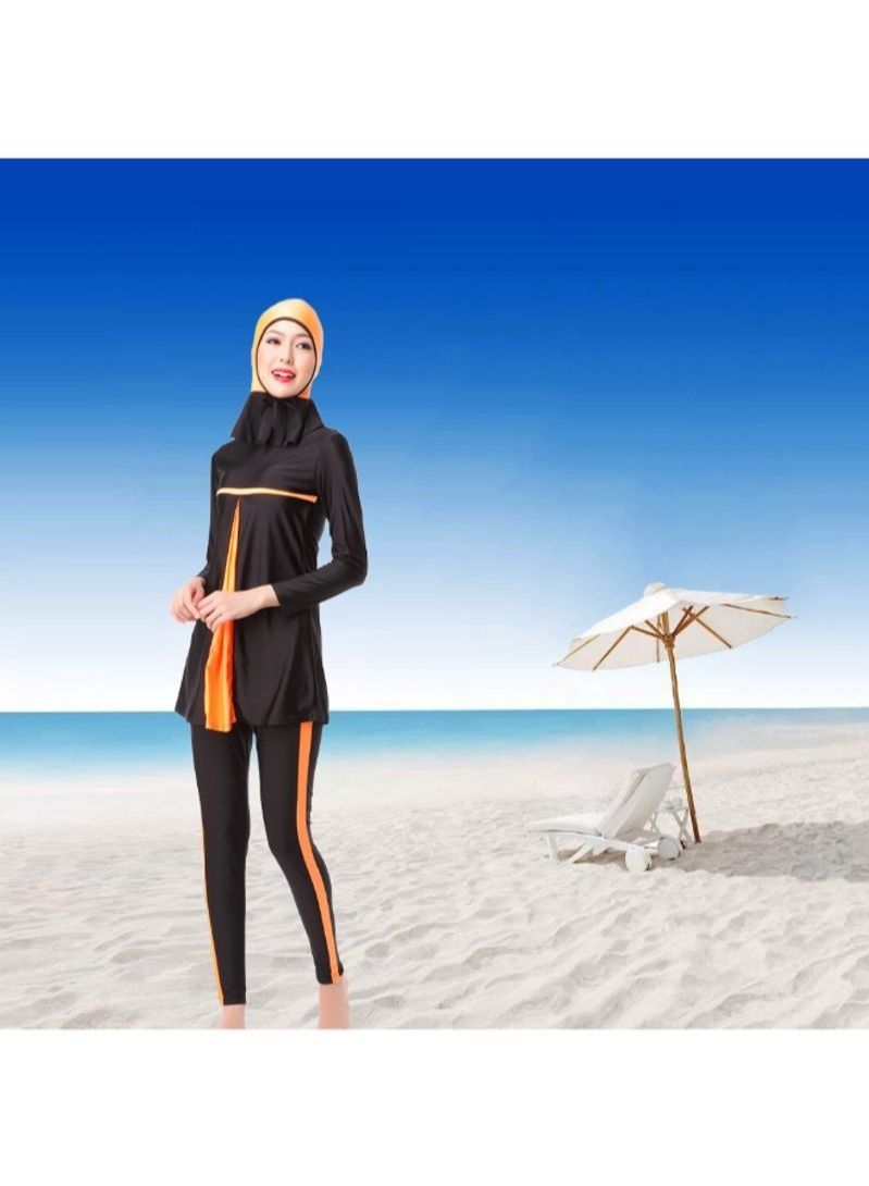 3-Piece Sun Protection Muslim Stitching Conservative Swimsuit black