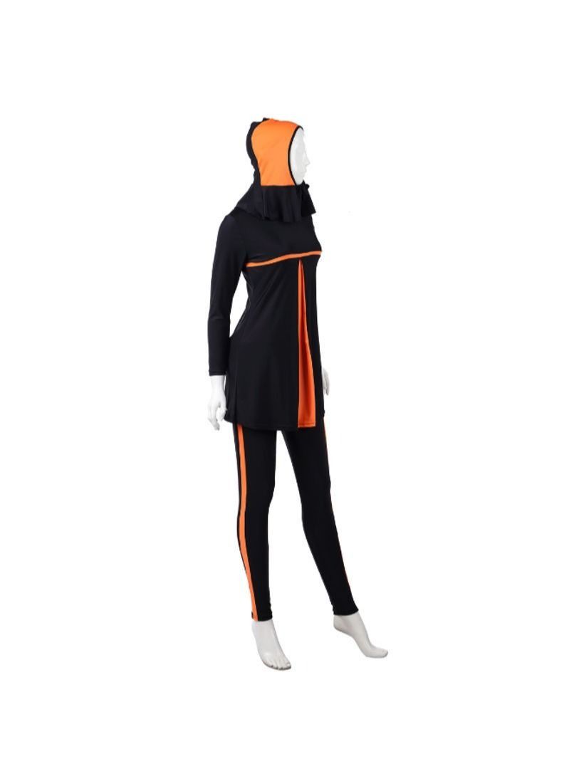 3-Piece Sun Protection Muslim Stitching Conservative Swimsuit black
