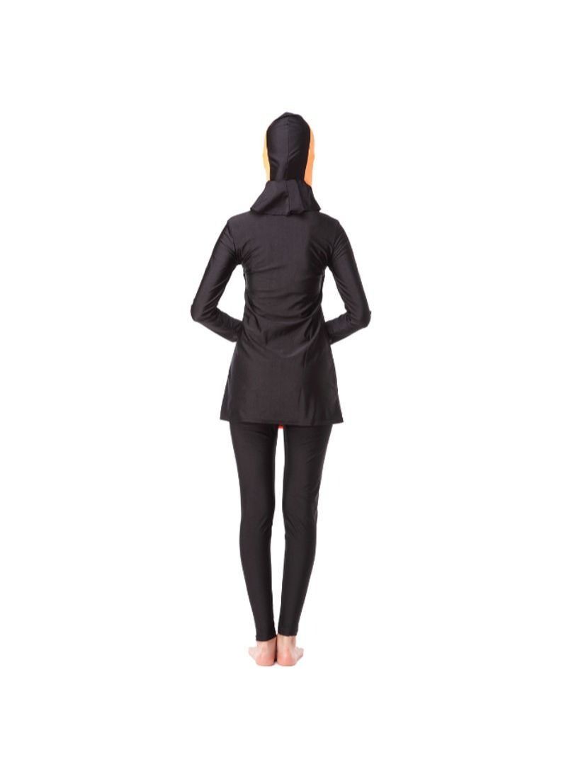 3-Piece Sun Protection Muslim Stitching Conservative Swimsuit black