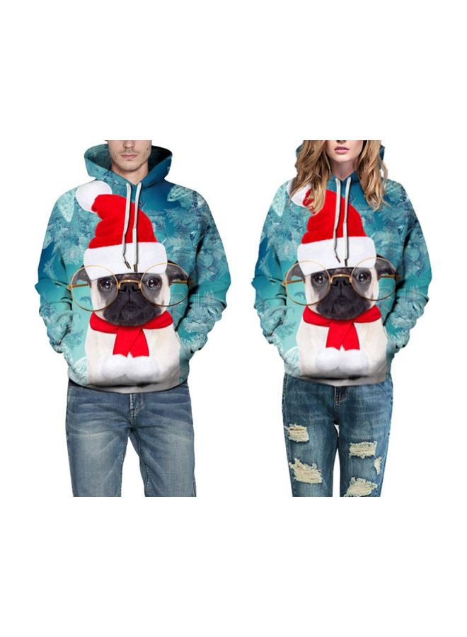 Printed Polyester Hoodie Red/White/Blue