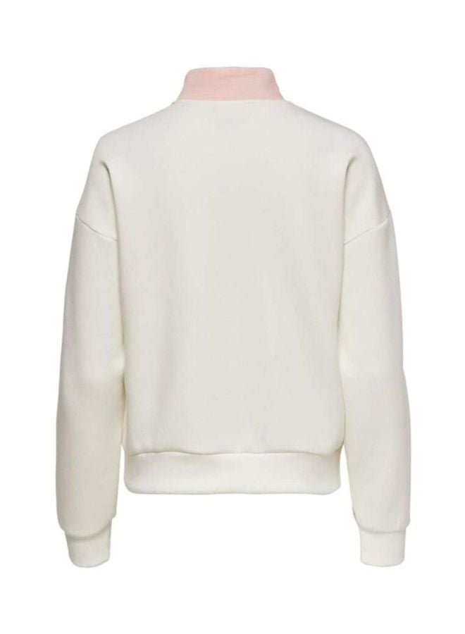 Colourblock Half Zip Sweatshirt White/Pink/Black