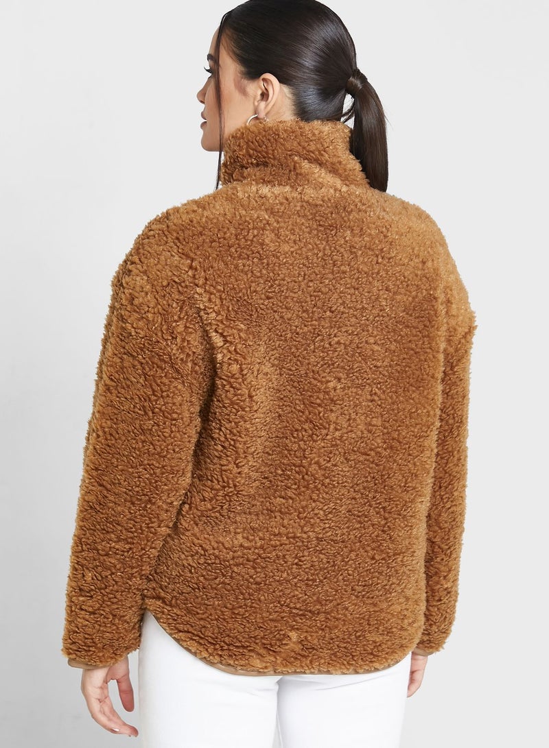 Zip Detail Fur Jacket