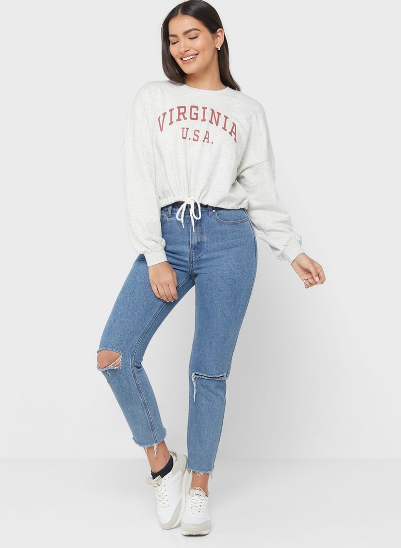 Graphic Crop Sweatshirt