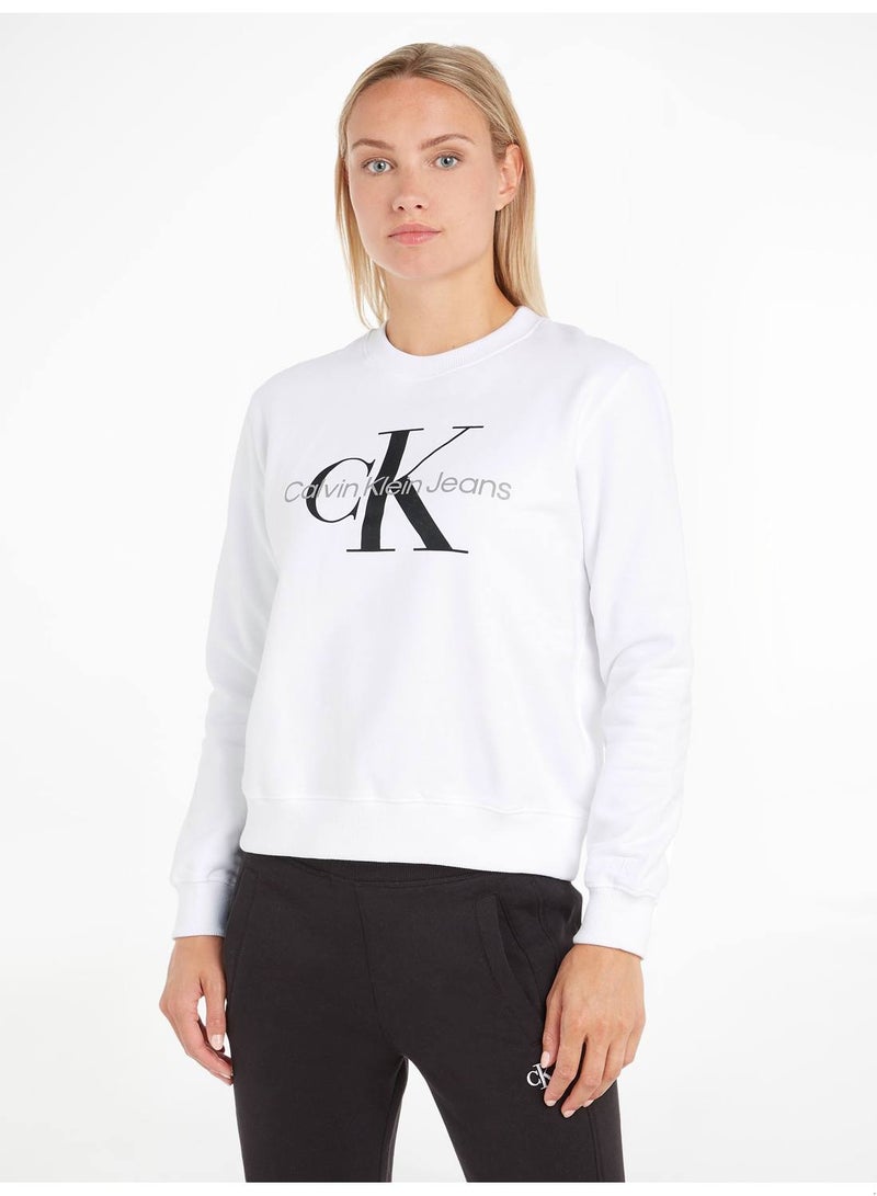 Calvin Klein Jeans Women's Sweatshirt - Sportswear - Cotton , White