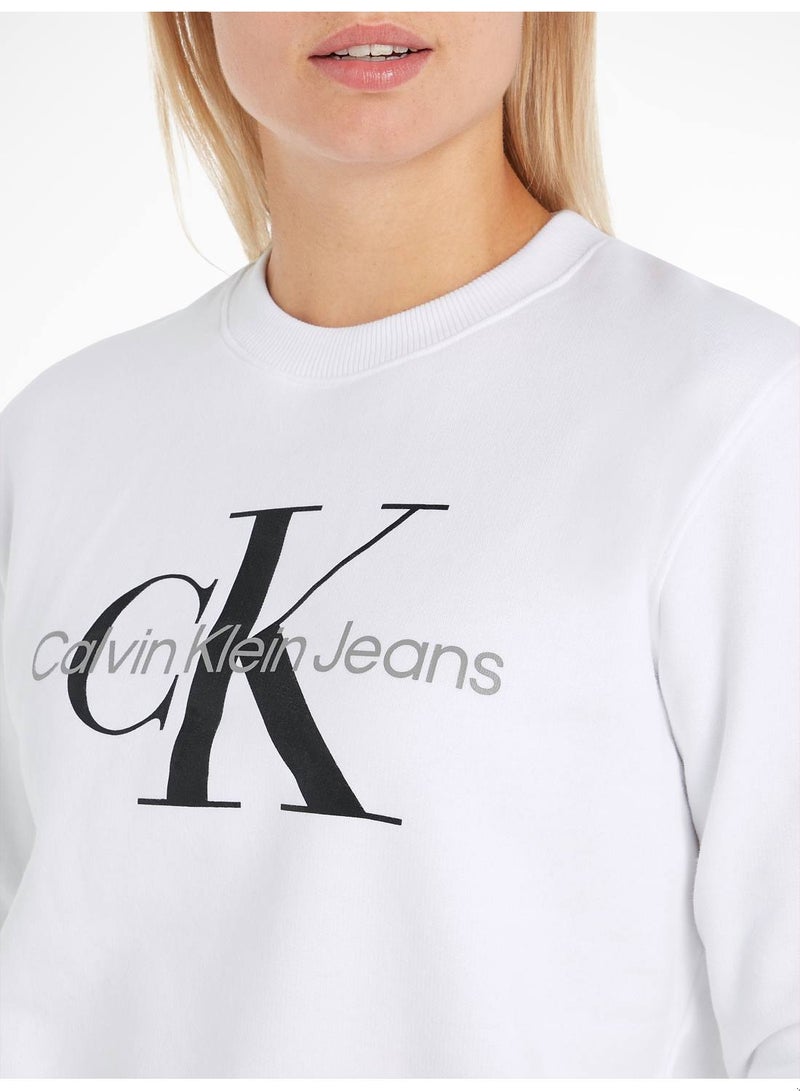 Calvin Klein Jeans Women's Sweatshirt - Sportswear - Cotton , White