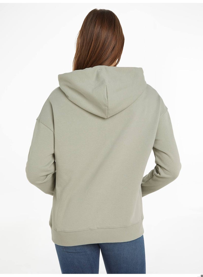 Women's Drawstring Boxy Zip-Thru Hoody Sweatshirt, Off White