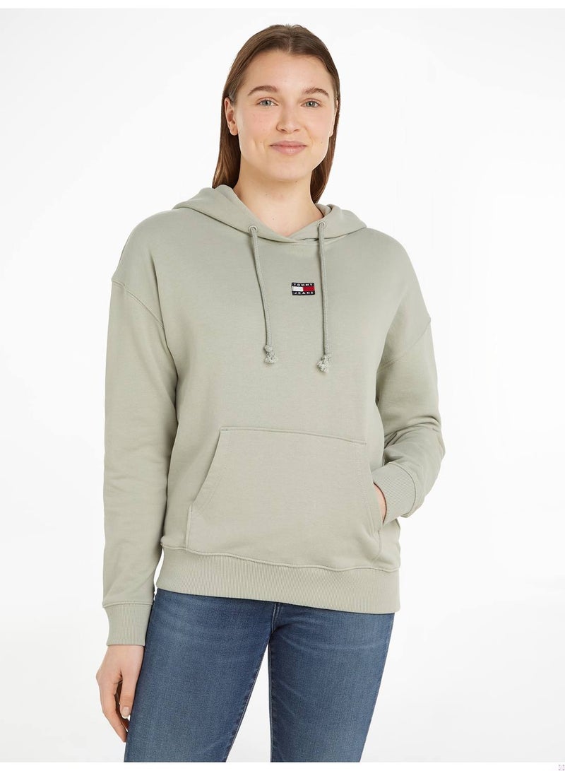 Women's Drawstring Boxy Zip-Thru Hoody Sweatshirt, Off White