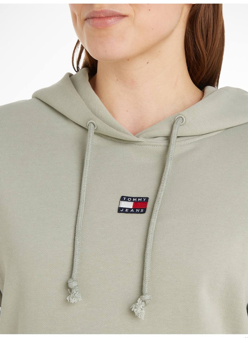 Women's Drawstring Boxy Zip-Thru Hoody Sweatshirt, Off White