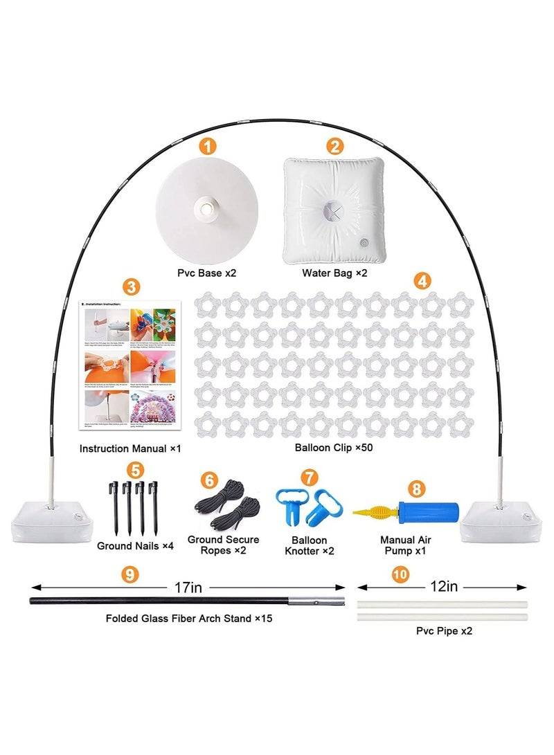 Balloon Arch Kit 9ft Tall & 10ft Wide Large Adjustable Arch Frame with Base Easy-to-build Party Column Stand Set for Wedding Birthday Baby Shower Graduation Decorations Supplies