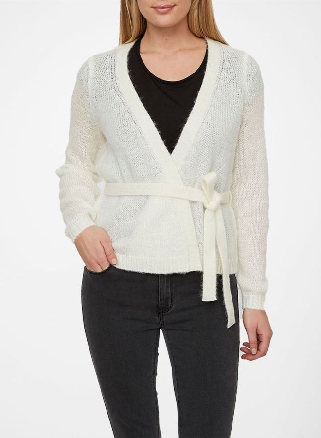 Textured Cardigan White