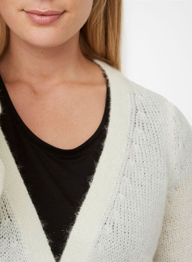 Textured Cardigan White