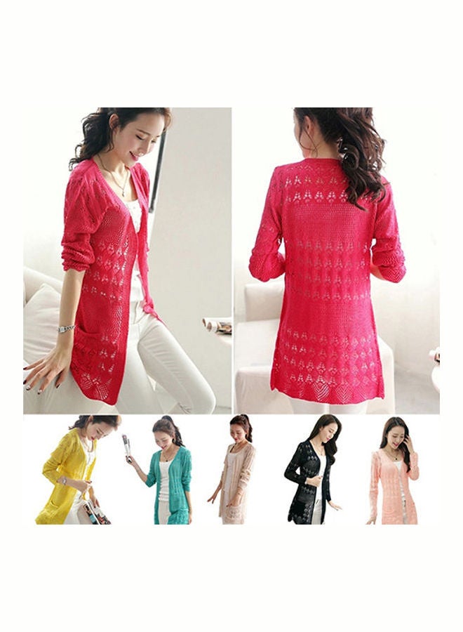 Korean Style Knitted Cardigan Red