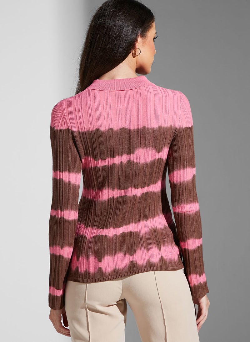Printed V-Neck Cardigan