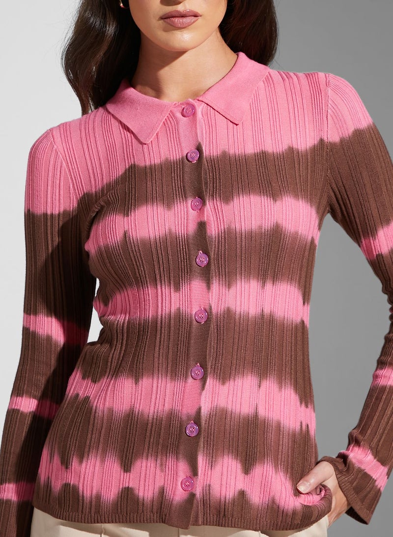 Printed V-Neck Cardigan