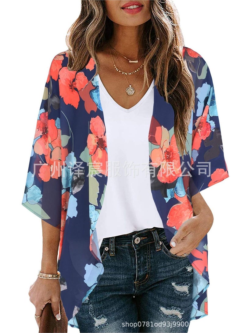 Women's Sun Protection Blouse Print Cardigan