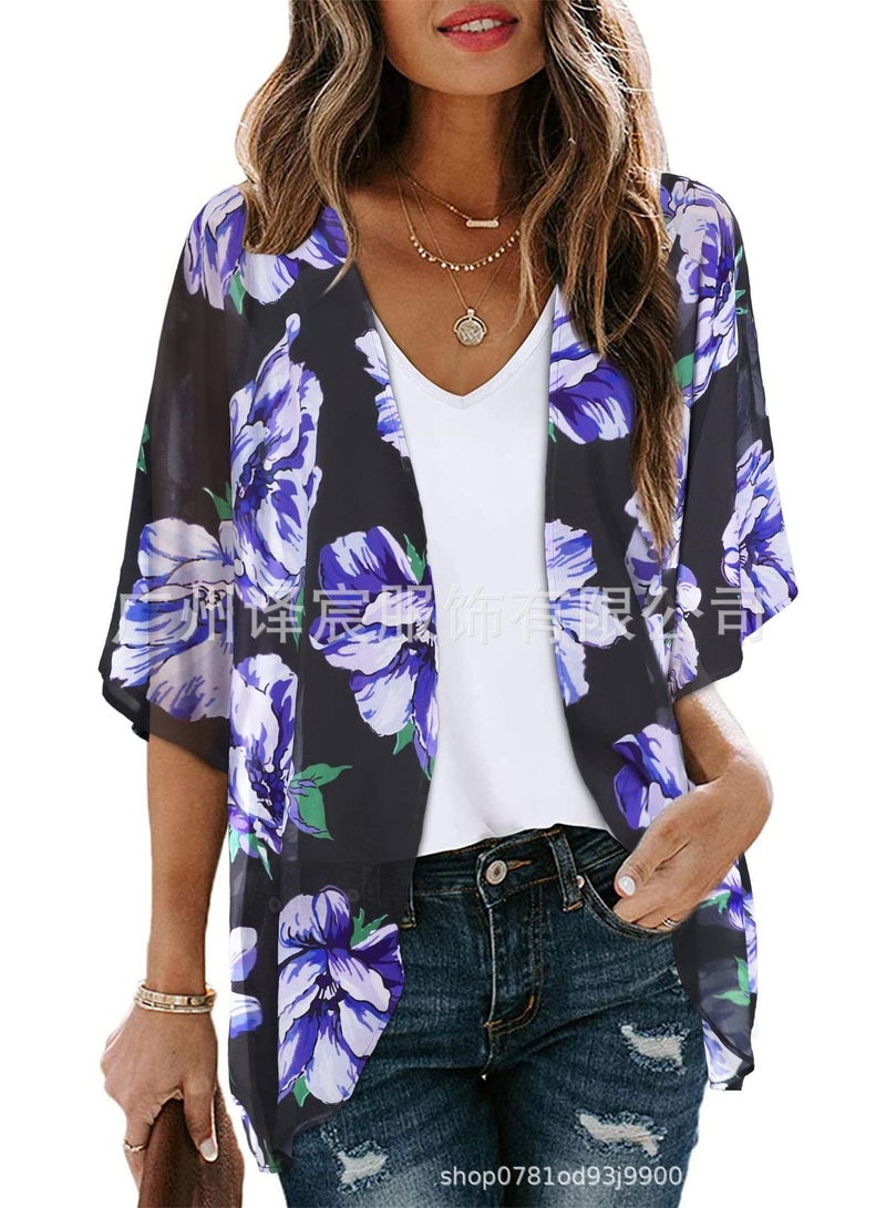 Women's Sun Protection Blouse Print Cardigan