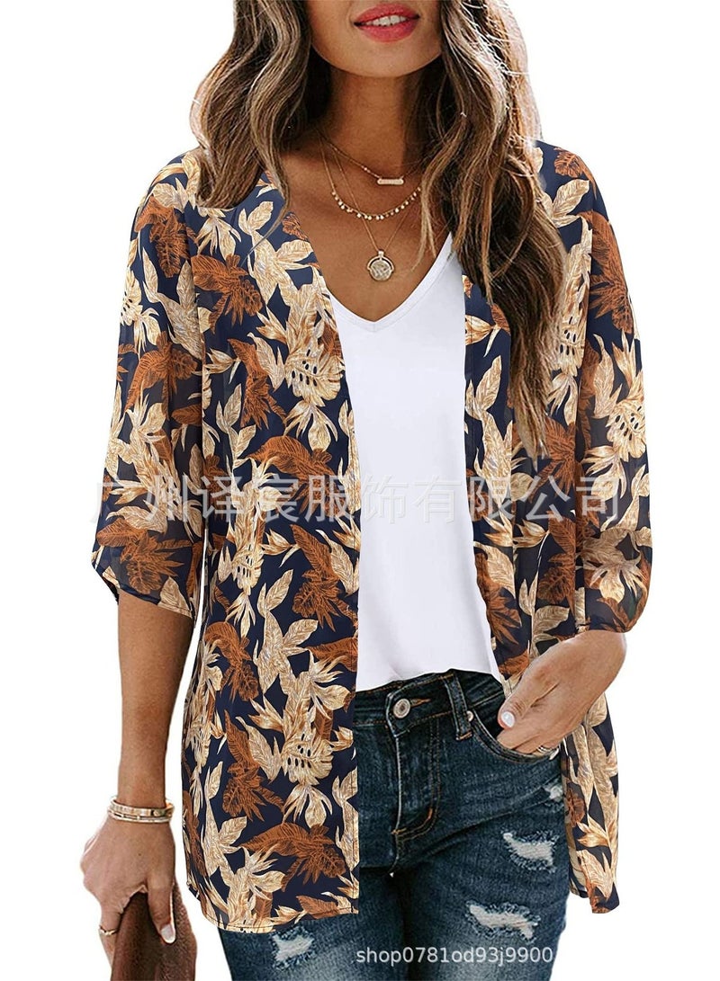 Women's Sun Protection Blouse Print Cardigan