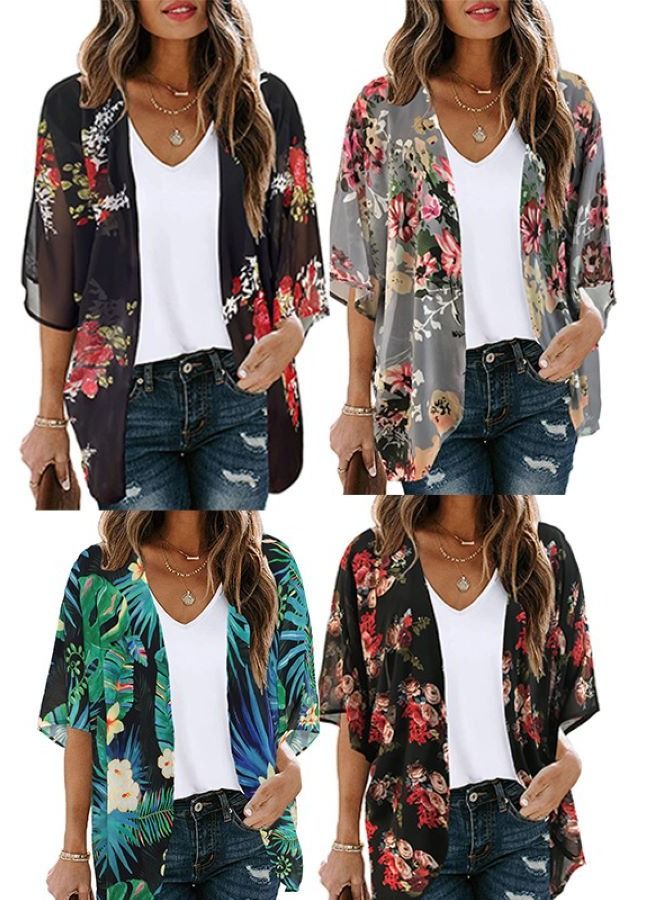 Women's Sun Protection Blouse Print Cardigan