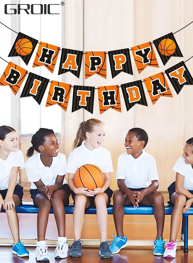 Basketball Party Decorations Supplies,Kids Basketball Birthday Party Decor, HAPPY BIRTHDAY Banner Slam Dunk Balloons Tablecloth Cake Cupcake Toppers for Boys Teenagers Sport Theme Party