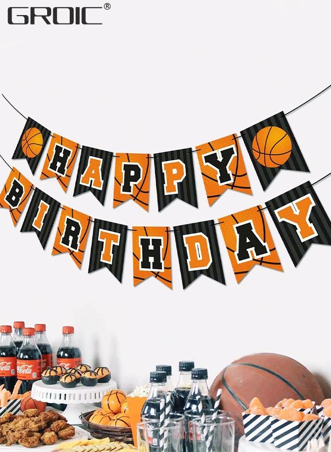 Basketball Party Decorations Supplies,Kids Basketball Birthday Party Decor, HAPPY BIRTHDAY Banner Slam Dunk Balloons Tablecloth Cake Cupcake Toppers for Boys Teenagers Sport Theme Party