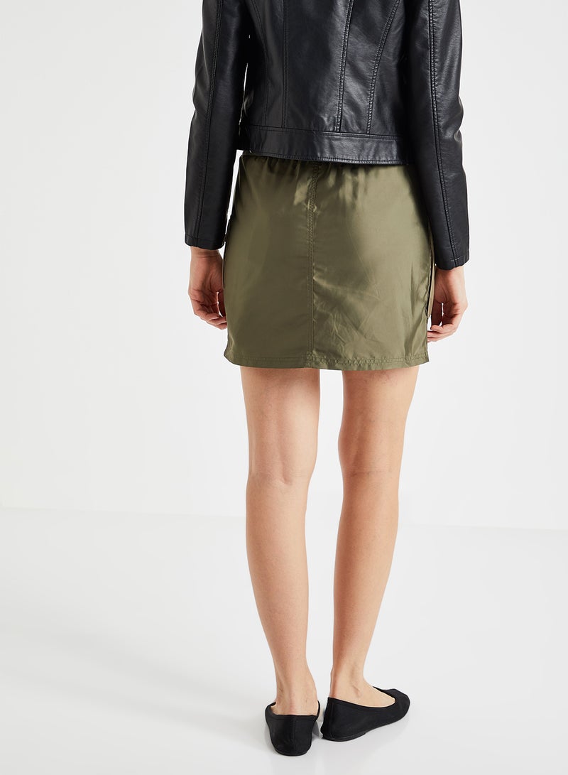 Dual Pocket Mini Skirt Green