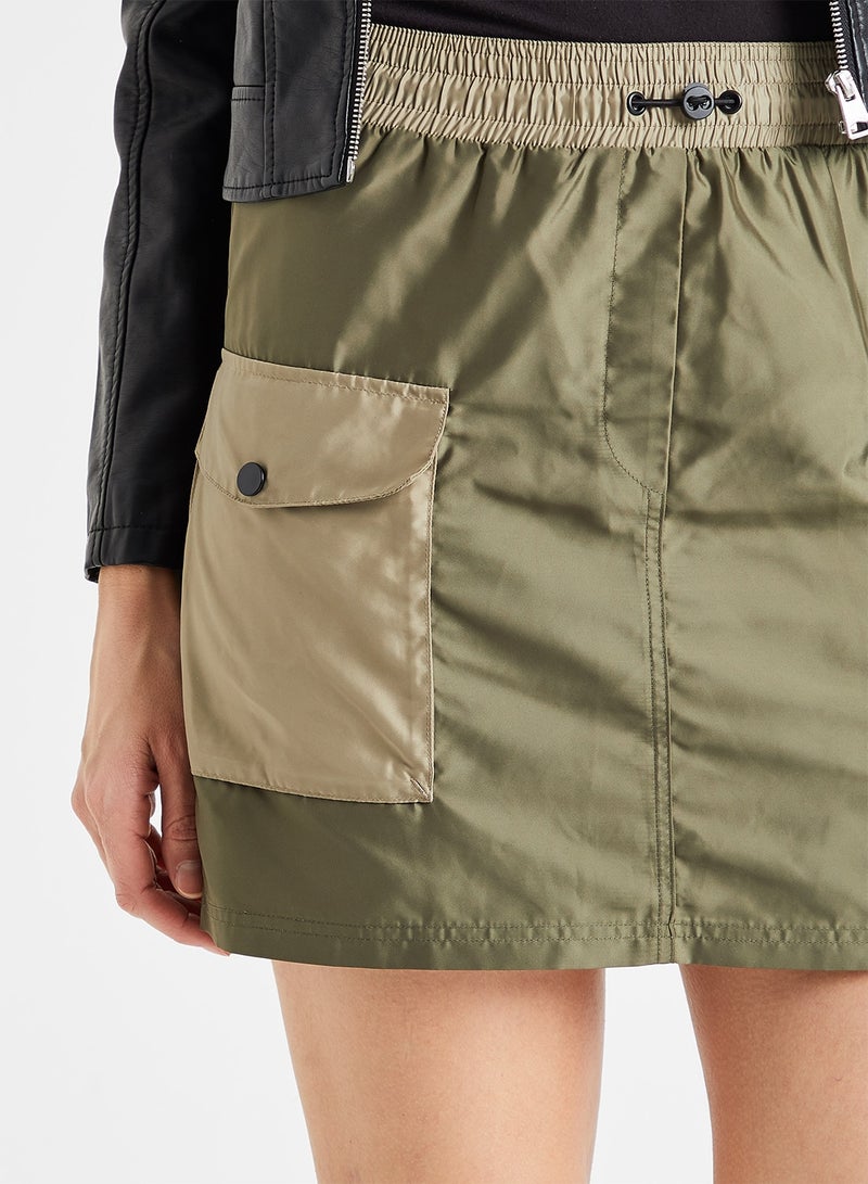 Dual Pocket Mini Skirt Green