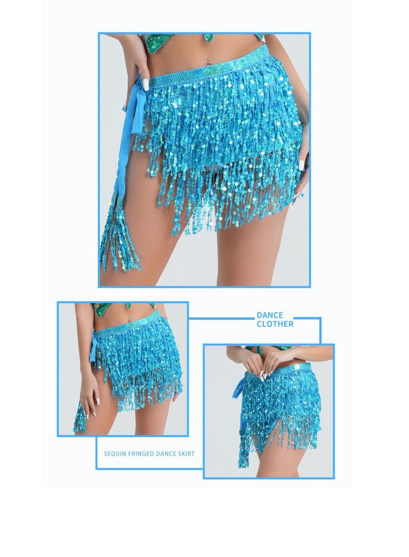 Squality Women Belly Dance Scarf Lake Blue