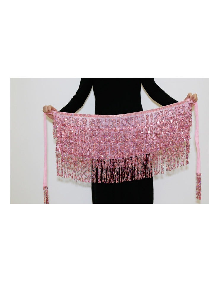 Squality Women Belly Dance Scarf Pink(four layers)