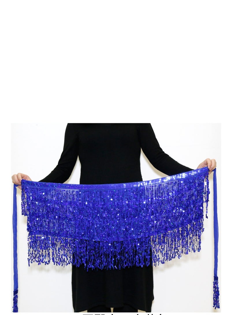 Squality Women Belly Dance Scarf Dark Blue(four layers)