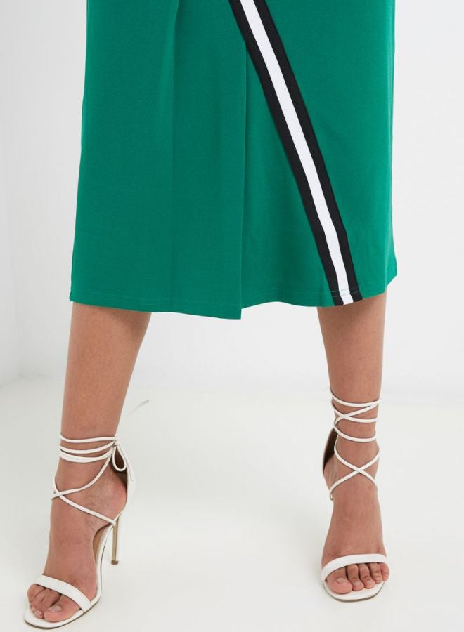 Tape Detailed Midi Skirt Green/White/Black