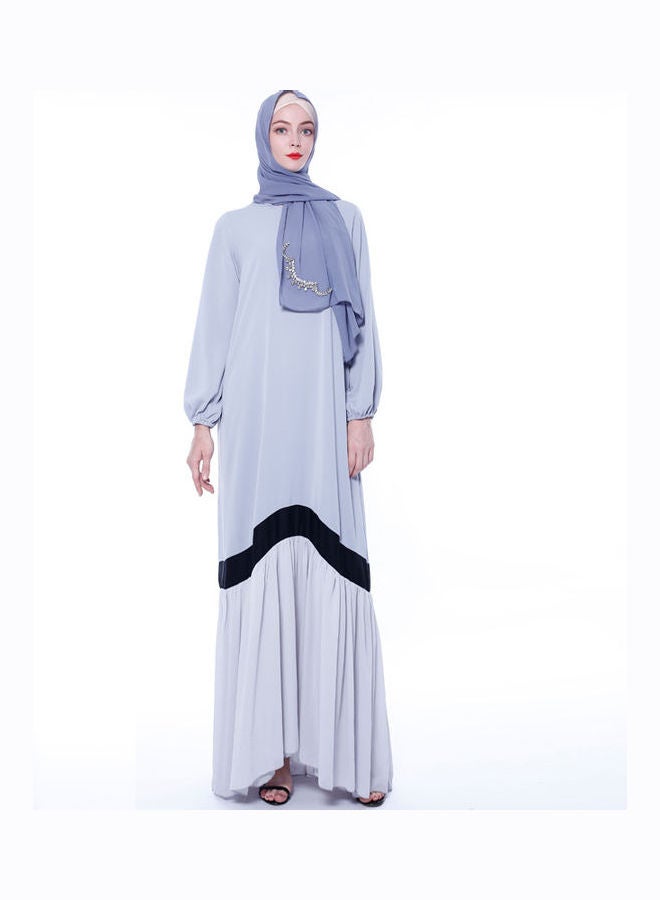 Solid Long Sleeves Abaya Light Blue/Black