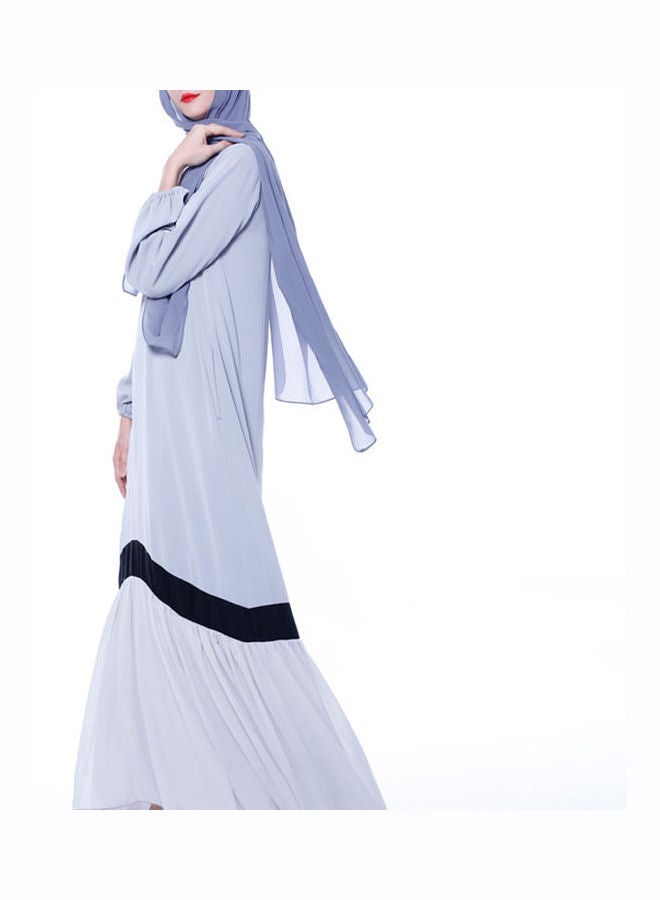 Solid Long Sleeves Abaya Light Blue/Black