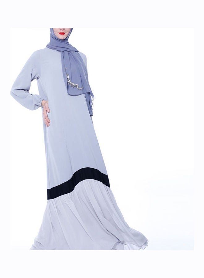 Solid Long Sleeves Abaya Light Blue/Black