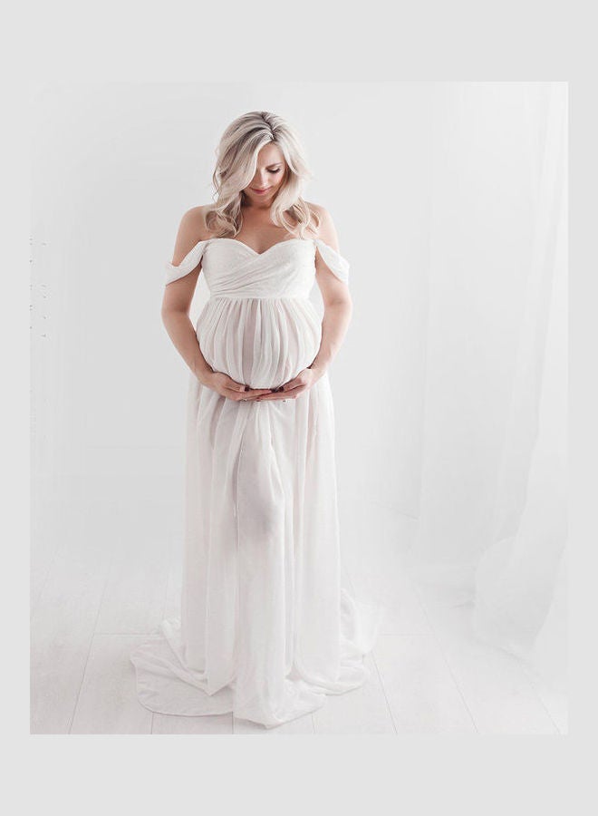 Trail Long Maternity Dress White