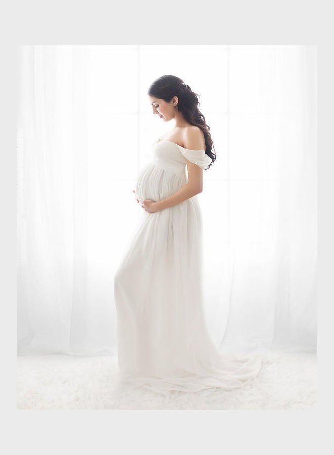 Trail Long Maternity Dress White