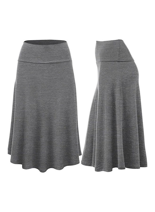 Women Fashion Casual Solid High Waist Maxi Skirt Grey