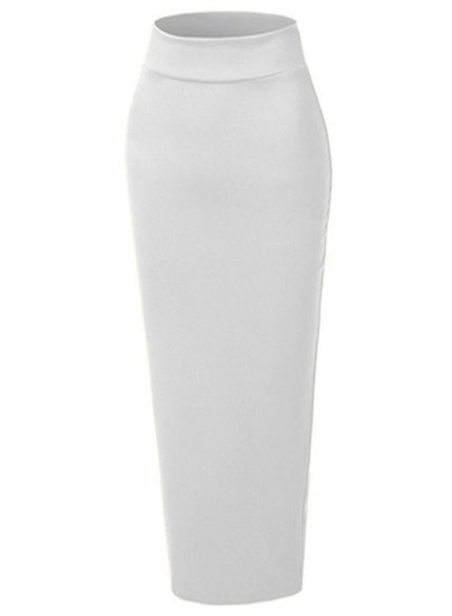 High Waist Tight Solid Color Skirt White