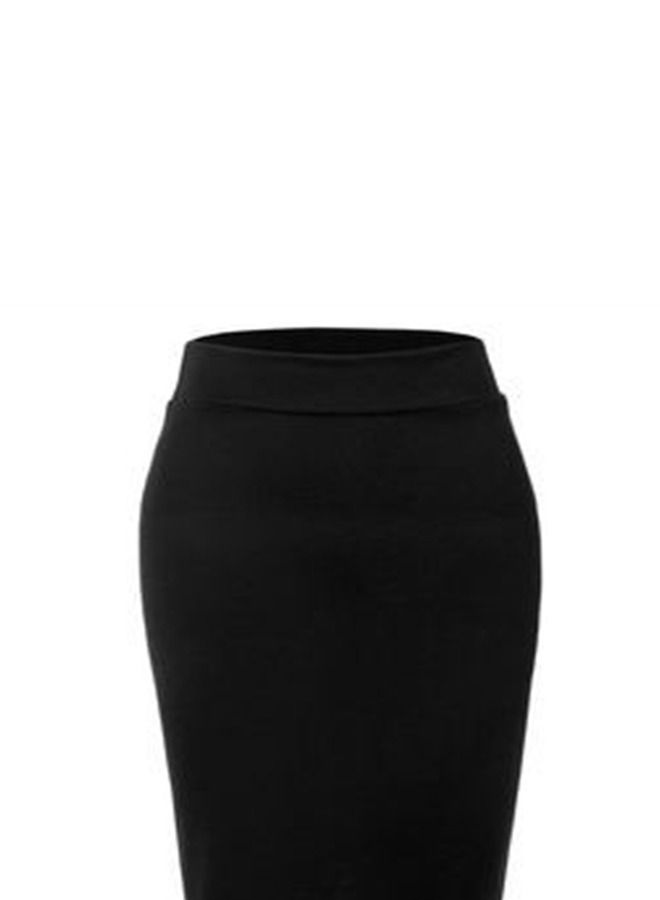 High Waist Tight Solid Color Skirt Black