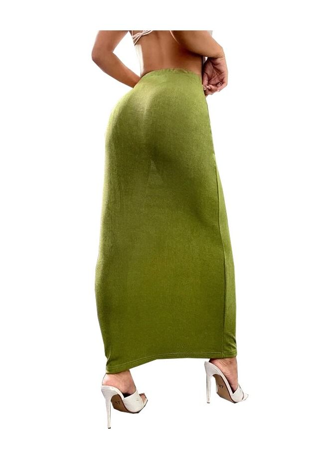 New Women's Slim Half Skirt Solid Color Long Skirt
