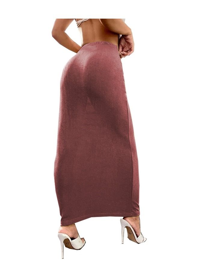 New Women's Slim Half Skirt Solid Color Long Skirt