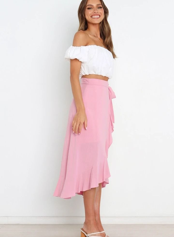 Women's Summer New Fashion Simple Lace-up Irregular Solid Color Skirt