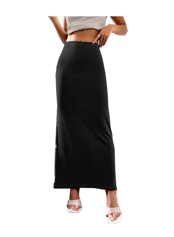 New Women's Slim Half Skirt Solid Color Long Skirt
