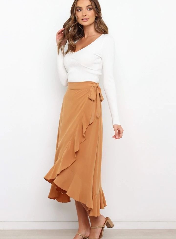 Women's Summer New Fashion Simple Lace-up Irregular Solid Color Skirt