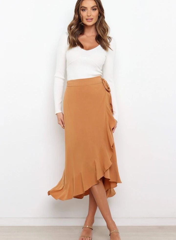 Women's Summer New Fashion Simple Lace-up Irregular Solid Color Skirt